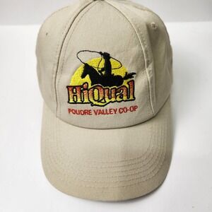 HiQual Hat Cap Snap Back Tan Poudre‎ Valley Co-Op Embroidered Western Mens USA
